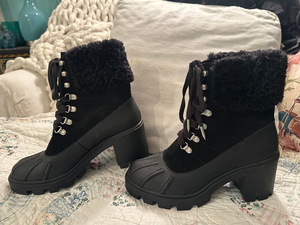 NEW SPLENDID MIKAYLA LEATHER COMBAT BOOTS DUCK BOOTS FAUX FUR 8